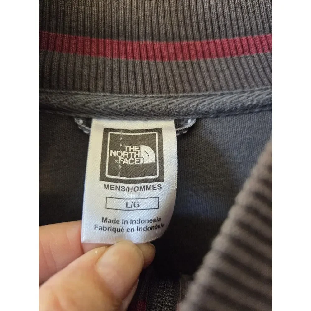 The North Face Full Zip Track Athletic Jacket Gray Maroon Stripe Men’s Large